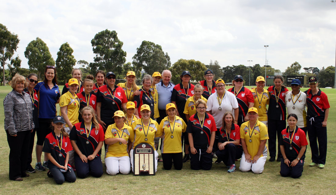 LENORE SMITH SHIELD PREMIERS - HEIDELBERG WEST, PICTURED HERE WITH RUNNERS UP PRESTON YCW, LORRAINE IRELAND & LENORE SMITH